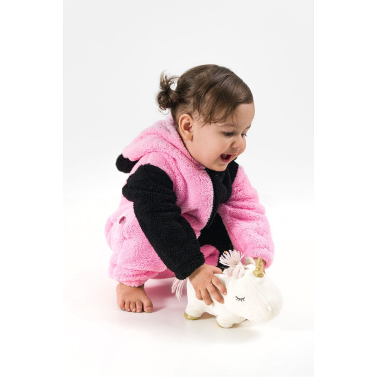 Welsoft Peluş Fermuarlı Kışlık Unisex Kız Erkek Bebek Uyku Tulumu Bebek Tulumu Çocuk Tulumu Kostümü
