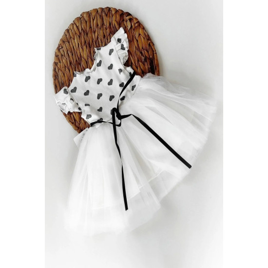 Yazlık Elbise Kısa Kollu Tüllü Tütü Astarlı Kız Çocuk Elbise Bebek Giyim Kız Bebek Elbise