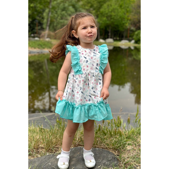 Kız Bebek Elbise Kız Çocuk Elbise Doğum Günü Parti Düğün Elbise Dantelli Kısa Kol Astarlı Elbise