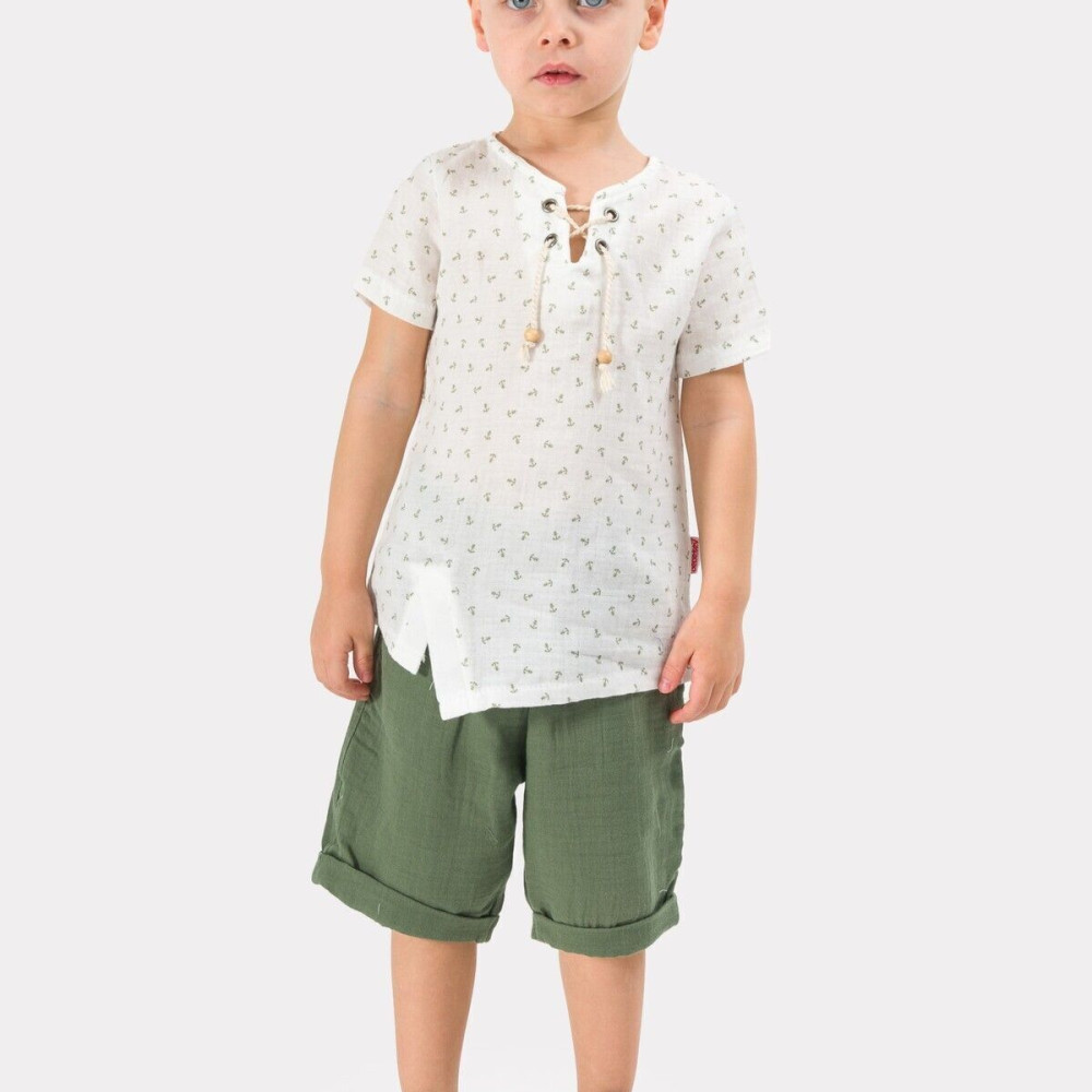 Erkek Çocuk Yazlık Müslin Kumaş Müslin Alt Üst Çocuk Takımı