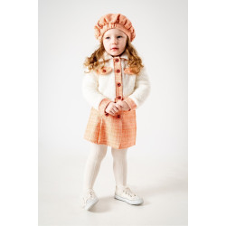 Kız Çocuk Kız Bebek Hırkalı Şapkalı Etekli Welsoft Peluş Oduncu Üçlü elbise takım Turuncu