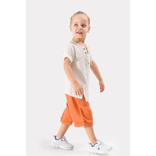 Erkek Çocuk Yazlık Müslin Kumaş Müslin Alt Üst Çocuk Takımı