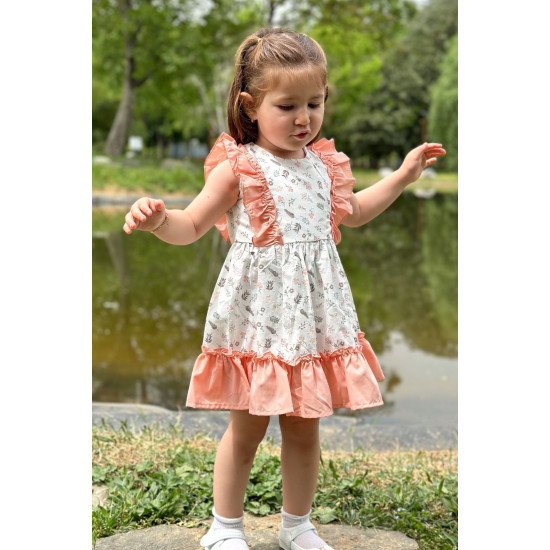 Kız Bebek Elbise Kız Çocuk Elbise Doğum Günü Parti Düğün Elbise Dantelli Kısa Kol Astarlı Elbise