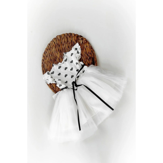 Yazlık Elbise Kısa Kollu Tüllü Tütü Astarlı Kız Çocuk Elbise Bebek Giyim Kız Bebek Elbise