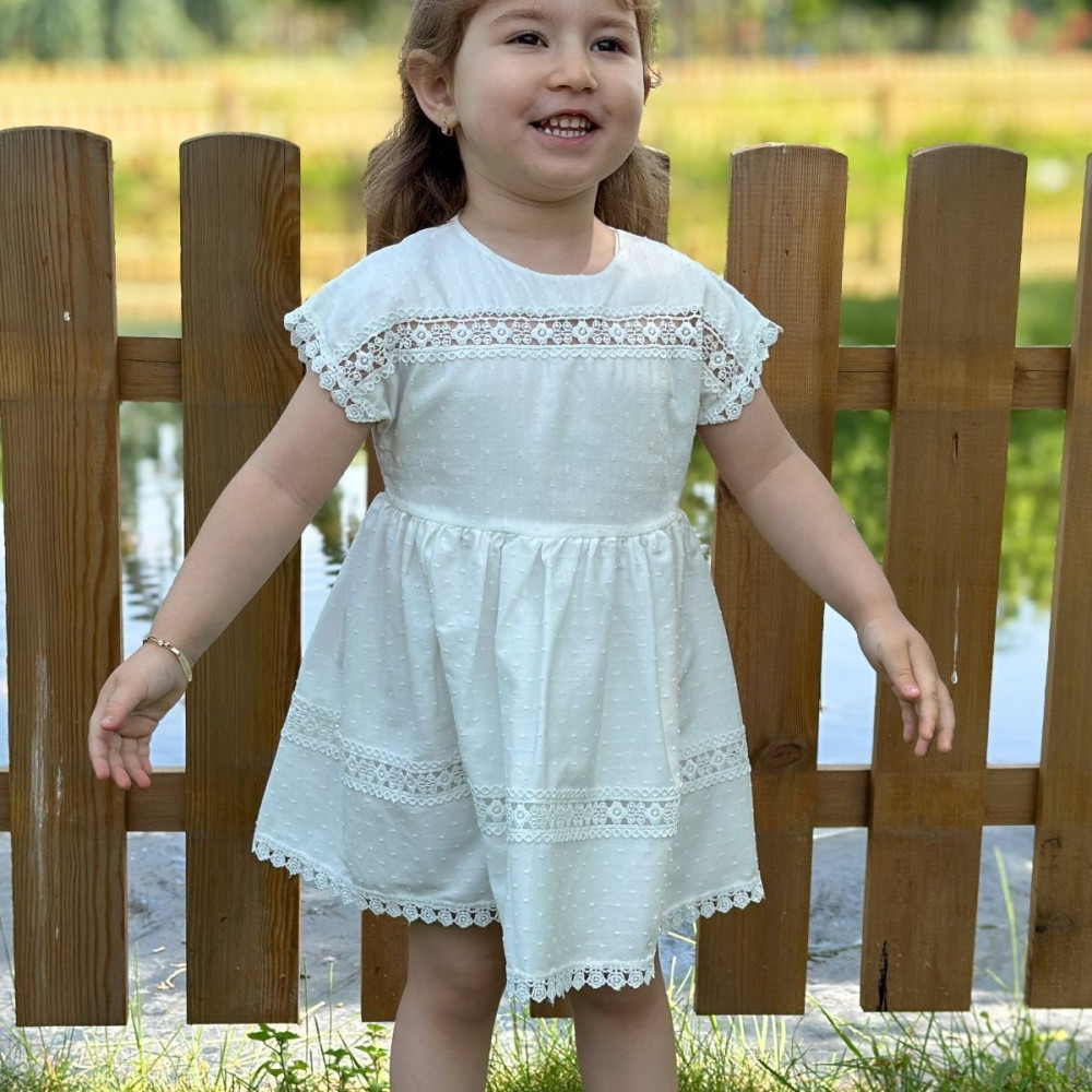 Kız Bebek Elbise Kız Çocuk Elbise Doğum Günü Parti Düğün Elbise Dantelli Kısa Kol Astarlı Elbise