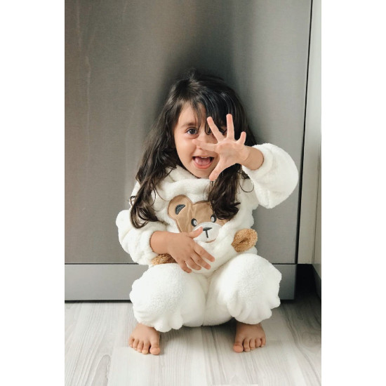 Welsoft Peluş Unisex Kışlık Bebek Takımları Çocuk Giyim Bebek Kıyafeti Çocuk Kostümü