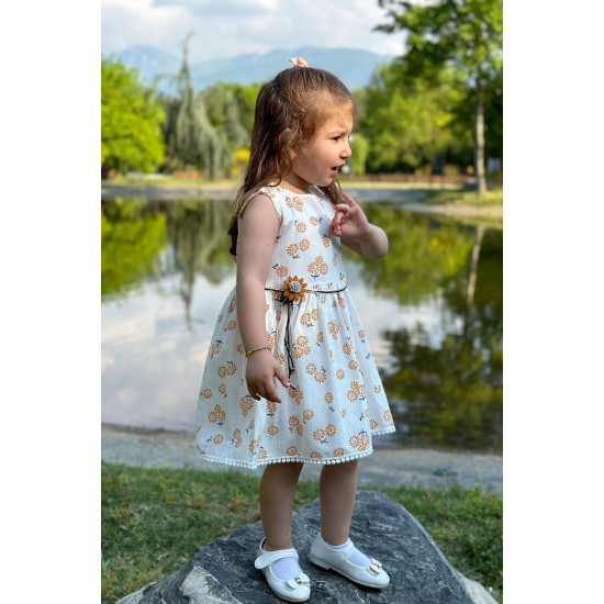 Yazlık Elbise Kısa Kollu Kız Çocuk Elbise Bebek Giyim Kız Bebek Elbise Elbcckıp