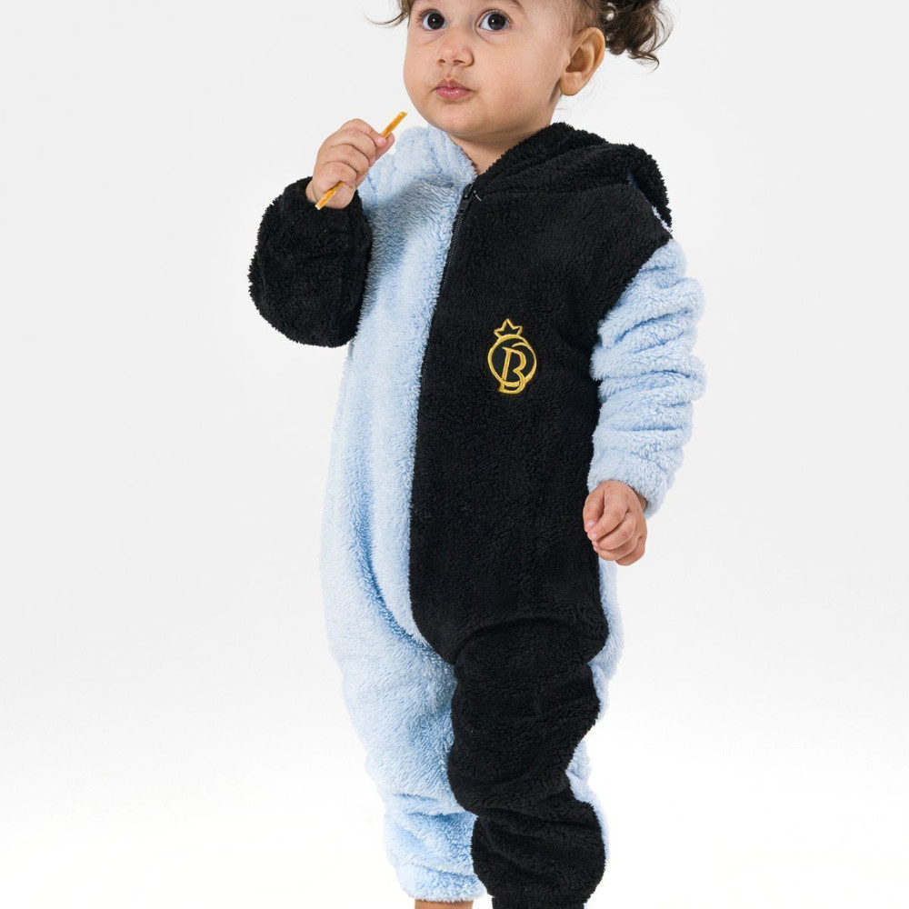 Welsoft Peluş Fermuarlı Kışlık Unisex Kız Erkek Bebek Uyku Tulumu Bebek Tulumu Çocuk Tulumu Kostümü Mavi
