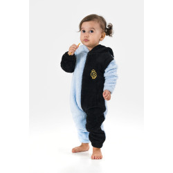 Welsoft Peluş Fermuarlı Kışlık Unisex Kız Erkek Bebek Uyku Tulumu Bebek Tulumu Çocuk Tulumu Kostümü Mavi