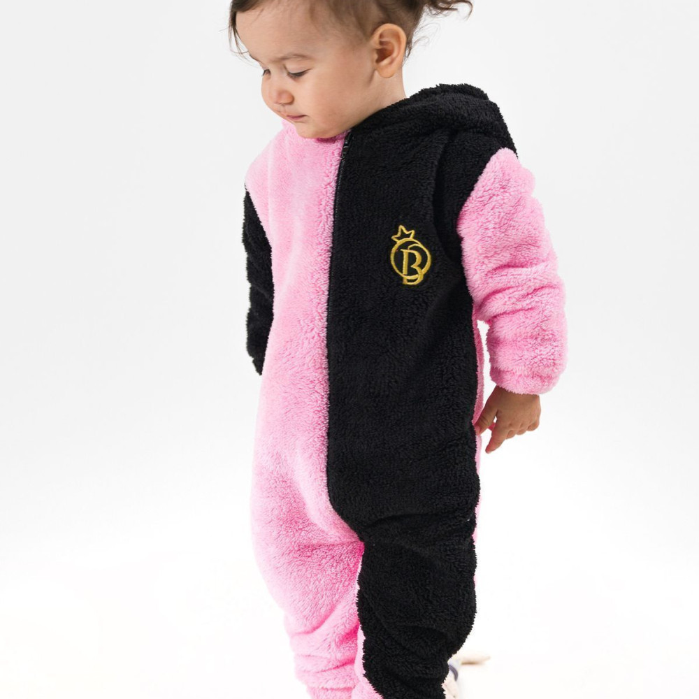 Welsoft Peluş Fermuarlı Kışlık Unisex Kız Erkek Bebek Uyku Tulumu Bebek Tulumu Çocuk Tulumu Kostümü Pembe