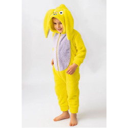 Welsoft Peluş Fermuarlı Kışlık Unisex Kız Erkek Bebek Uyku Tulumu Bebek Tulumu Çocuk Tulumu Kostümü Sarı