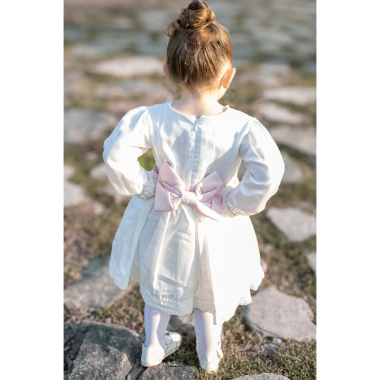 Kız Bebek Kız Çocuk Doğum Günü Parti Düğün Elbise Astarlı Saten Çocuk Giyim Bebek Giyim Beyaz