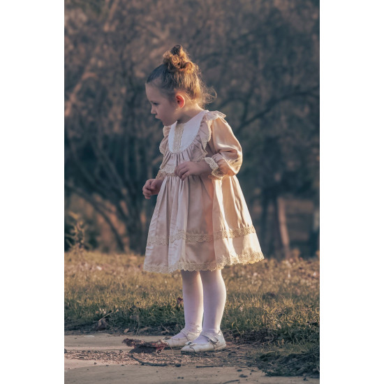 BabyAnimals Dantelli Saten Kız Çocuk Elbise Krem