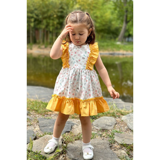 Kız Bebek Elbise Kız Çocuk Elbise Doğum Günü Parti Düğün Elbise Dantelli Kısa Kol Astarlı Elbise