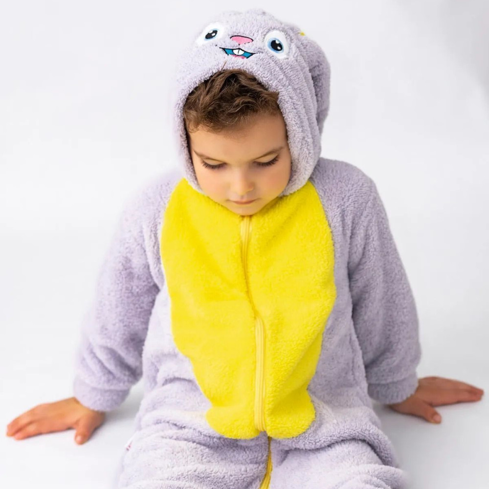 Welsoft Peluş Fermuarlı Kışlık Unisex Kız Erkek Bebek Uyku Tulumu Bebek Tulumu Çocuk Tulumu Kostümü Gri