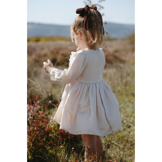 Kız Bebek Kız Çocuk Doğum Günü Parti Düğün Elbise Astarlı Saten Çocuk Giyim bebek giyim Krem