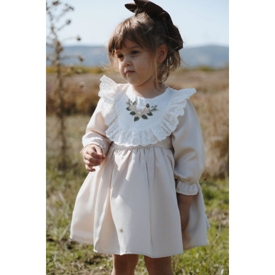 Kız Bebek Kız Çocuk Doğum Günü Parti Düğün Elbise Astarlı Saten Çocuk Giyim bebek giyim Krem