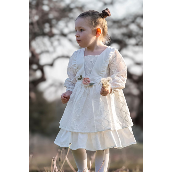 Kız Bebek Elbise Kız Çocuk Elbise Doğum Günü Parti Düğün Elbise Uzun Kol Astarlı Dantelli Bebek Giyi