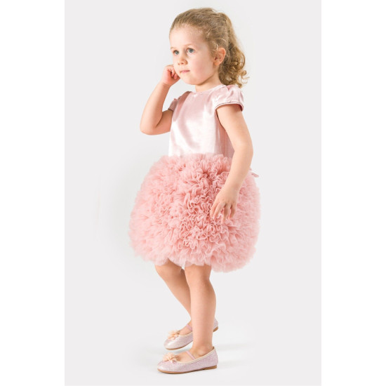 Bebek Kız Çocuk Doğum Günü Parti Düğün Elbise Tüllü Tütü Astarlı Çocuk Giyim Bebek Giyim Kız Pudra