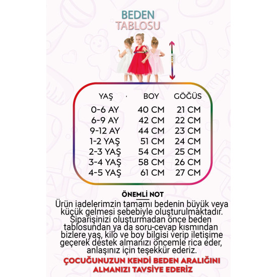 Kız Bebek Kız Çocuk Doğum Günü Parti Düğün Yazlık Elbise Tüllü Tütü Astarlı Bebek Takım Bebek Giyim