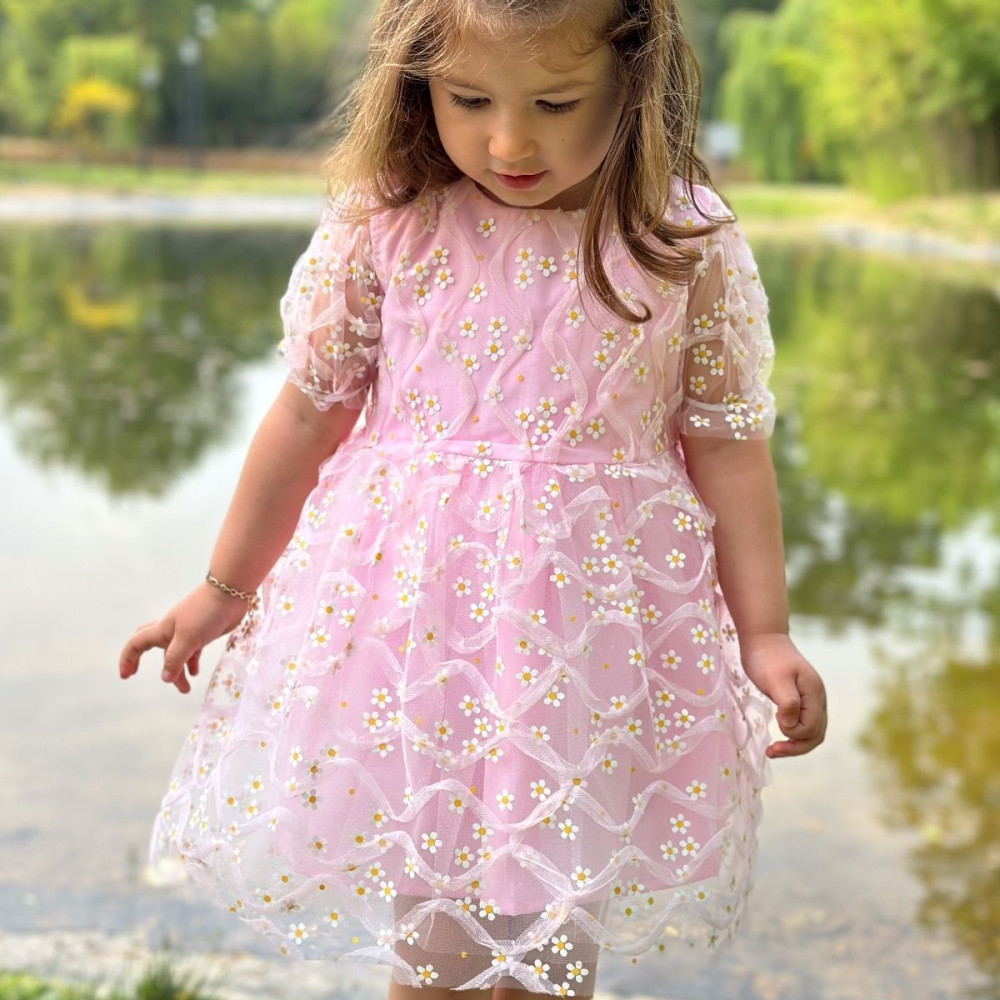 Kız Bebek Elbise Kız Çocuk Elbise Doğum Günü Parti Düğün Elbise Dantelli Kısa Kol Astarlı Elbise