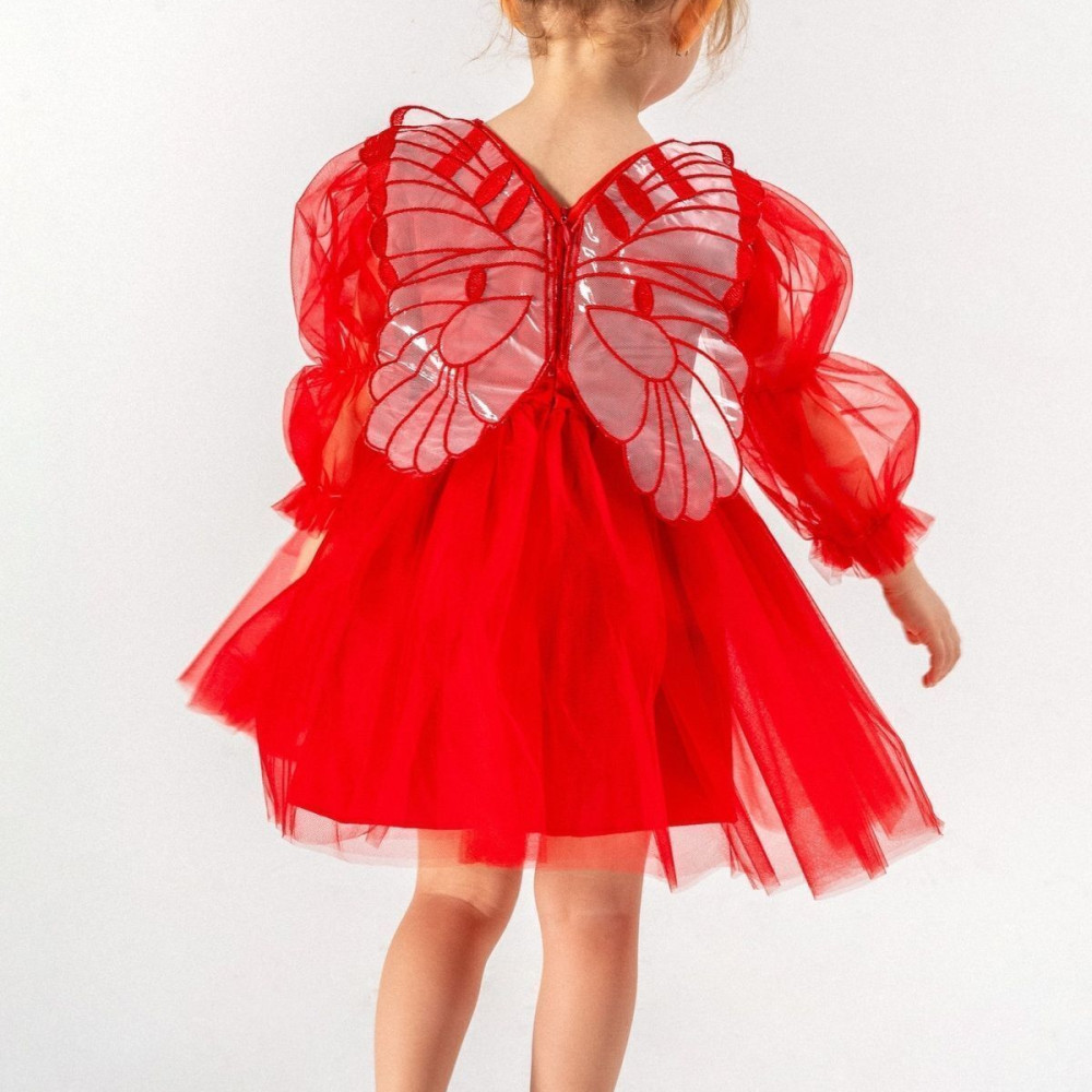 BabyAnimals Kanatlı Kız Çocuk Elbise Kırmızı