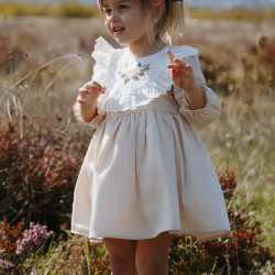 Kız Bebek Kız Çocuk Doğum Günü Parti Düğün Elbise Astarlı Saten Çocuk Giyim bebek giyim Krem