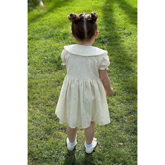 Kız Bebek Elbise Kız Çocuk Elbise Doğum Günü Parti Düğün Elbise Dantelli Kısa Kol Astarlı Elbise
