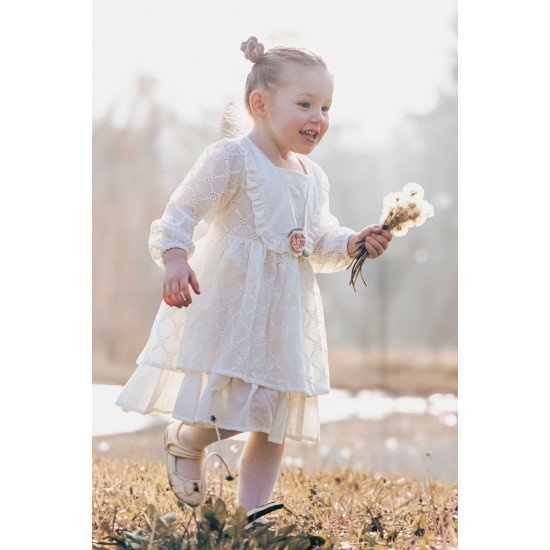 Kız Bebek Elbise Kız Çocuk Elbise Doğum Günü Parti Düğün Elbise Uzun Kol Astarlı Dantelli Bebek Giyi