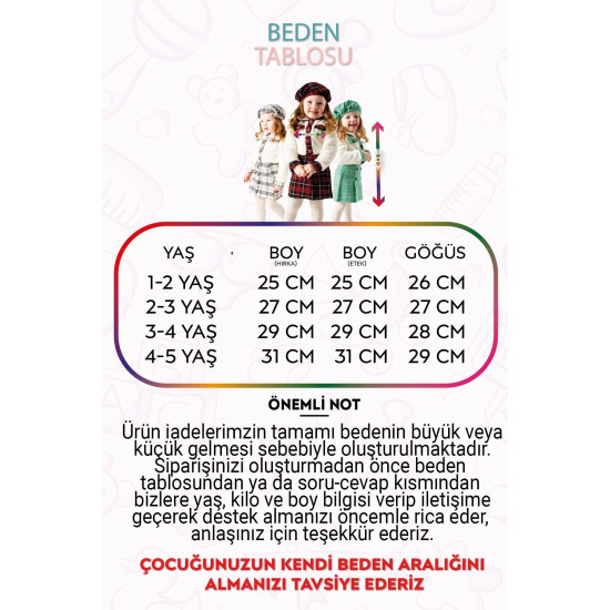 Kız Çocuk Kız Bebek Hırkalı Şapkalı Etekli Welsoft Peluş Oduncu Üçlü elbise takım Pembe