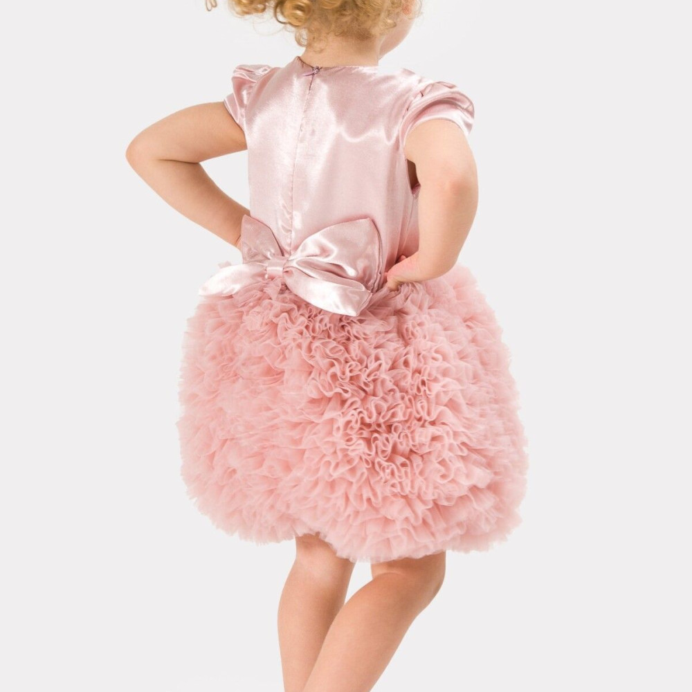 Bebek Kız Çocuk Doğum Günü Parti Düğün Elbise Tüllü Tütü Astarlı Çocuk Giyim Bebek Giyim Kız Pudra