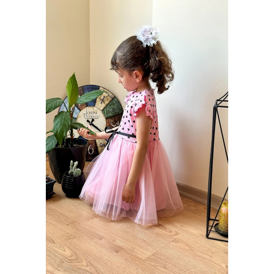 Yazlık Elbise Kısa Kollu Tüllü Tütü Astarlı Kız Çocuk Elbise Bebek Giyim Kız Bebek Elbise Elbklp