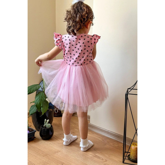 Yazlık Elbise Kısa Kollu Tüllü Tütü Astarlı Kız Çocuk Elbise Bebek Giyim Kız Bebek Elbise Elbklp