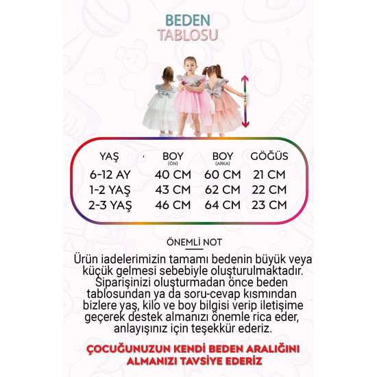 Bebek Kız Çocuk Doğum Günü Parti Düğün Elbise Tüllü Tütü Astarlı Çocuk Giyim bebek giyim Kız Bebek E