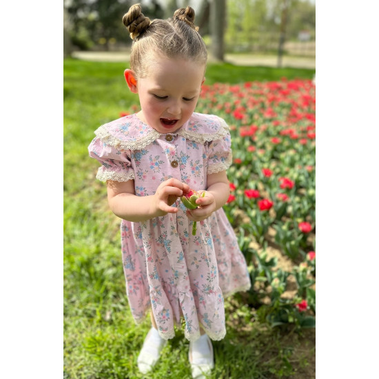 Kız Bebek Elbise Kız Çocuk Elbise Doğum Günü Parti Düğün Elbise Tüllü Kısa Kol Astarlı Elbise