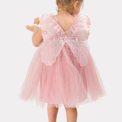 Kız Bebek Kız Çocuk Doğum Günü Parti Düğün Yazlık Elbise Tüllü Tütü Astarlı Bebek Takım Bebek Giyim Somon Kanat