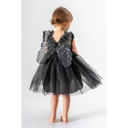 Kız Bebek Kız Çocuk Doğum Günü Parti Düğün Yazlık Elbise Tüllü Tütü Astarlı Bebek Takım Bebek Giyim Siyah Kanat
