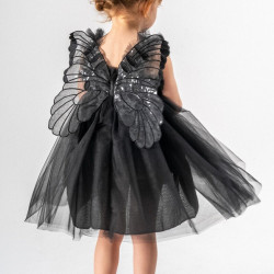 Kız Bebek Kız Çocuk Doğum Günü Parti Düğün Yazlık Elbise Tüllü Tütü Astarlı Bebek Takım Bebek Giyim Siyah Kanat