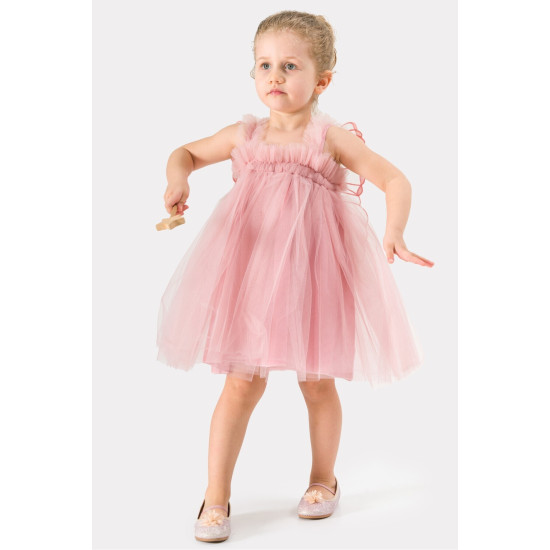 Kız Bebek Kız Çocuk Doğum Günü Parti Düğün Yazlık Elbise Tüllü Tütü Astarlı Bebek Takım Bebek Giyim Somon Kanat