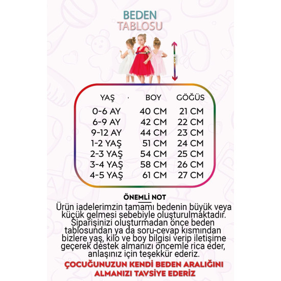 Kız Bebek Kız Çocuk Doğum Günü Parti Düğün Yazlık Elbise Tüllü Tütü Astarlı Bebek Takım Bebek Giyim