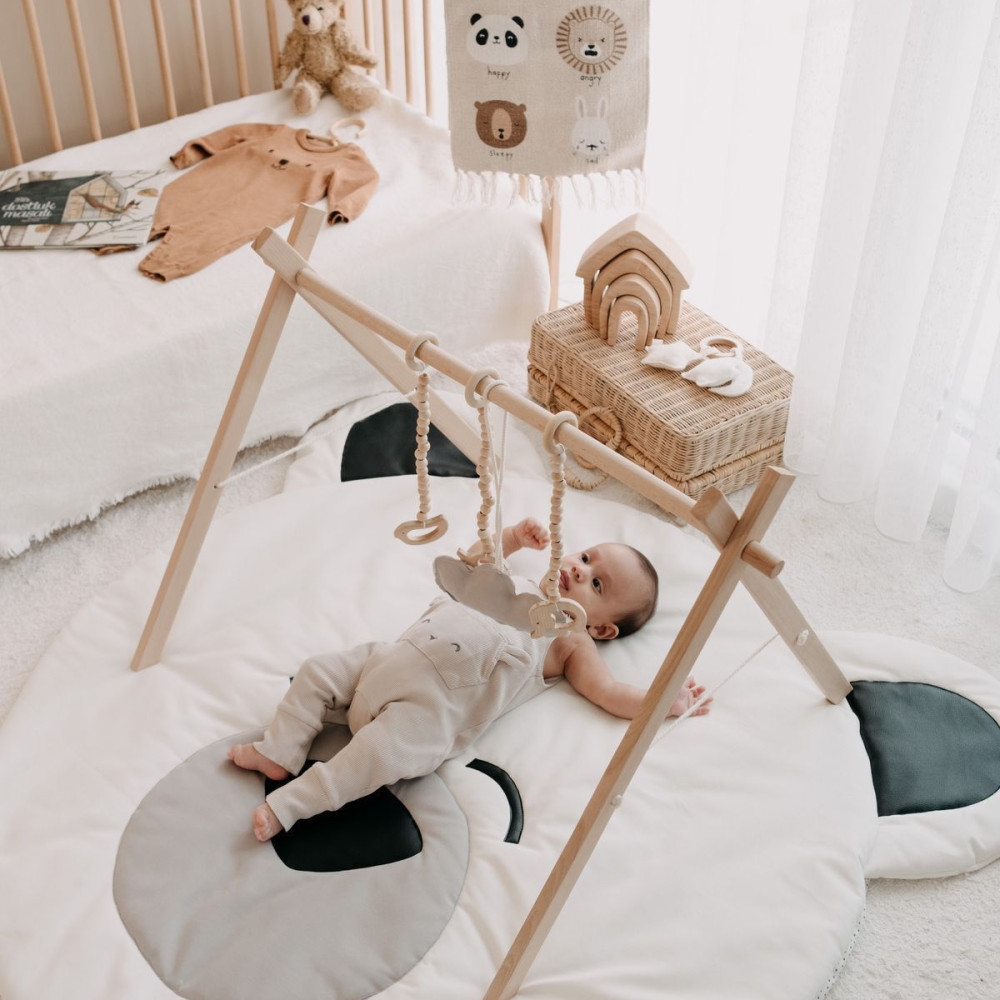 Dery Baby Oyun Halısı Ahşap Bebek Oyun Alanı Etkinlik Baby Gym Sallanan Oyuncaklar Dahil Polar
