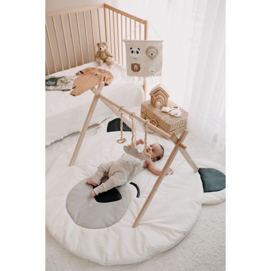 Dery Baby Oyun Halısı Ahşap Bebek Oyun Alanı Etkinlik Baby Gym Sallanan Oyuncaklar Dahil Polar