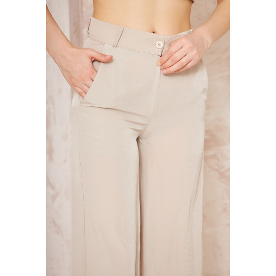 Pasaklı Giyim Kupra İpek Palazzo Pantolon 3427220 Taş