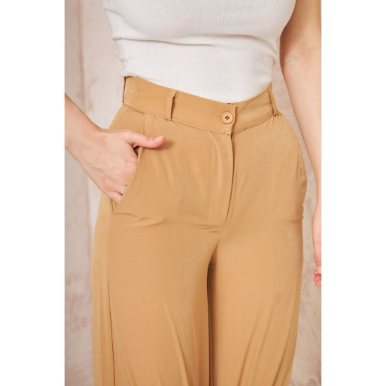 Pasaklı Giyim Kupra İpek Palazzo Pantolon 3427220 Karamel