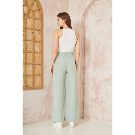 Pasaklı Giyim Kupra İpek Palazzo Pantolon 3427220 Mint Yeşil