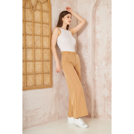 Pasaklı Giyim Kupra İpek Palazzo Pantolon 3427220 Karamel