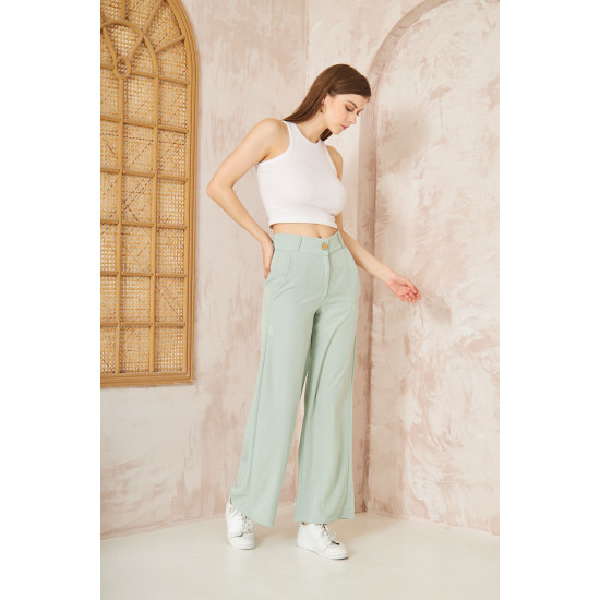 Pasaklı Giyim Kupra İpek Palazzo Pantolon 3427220 Mint Yeşil