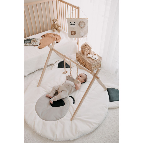 Dery Baby Oyun Halısı Ahşap Bebek Oyun Alanı Etkinlik Baby Gym Sallanan Oyuncaklar Dahil Polar