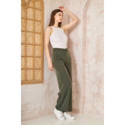 Pasaklı Giyim Kupra İpek Palazzo Pantolon 3427220 Haki