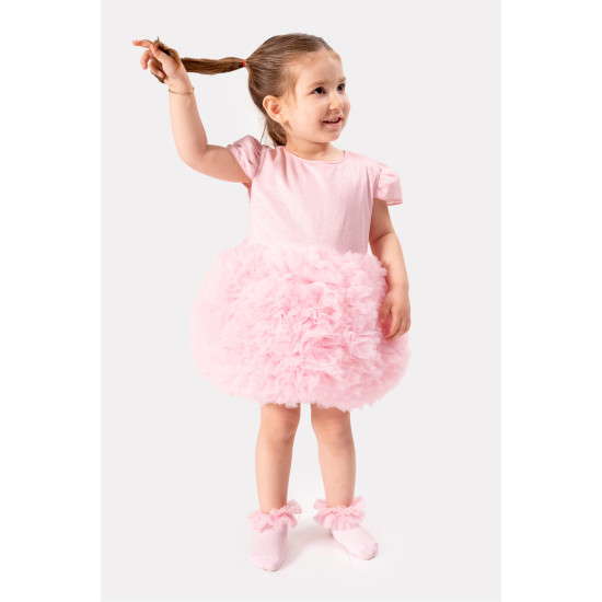 Bebek Kız Çocuk Doğum Günü Parti Düğün Elbise Tüllü Tütü Astarlı Çocuk Giyim Bebek Giyim Kız Pembe